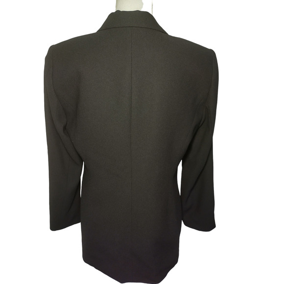 Kasper Womens Blazer Jacket Long Sleeves Double Breasted Peak Lapel Black LP - Picture 5 of 9